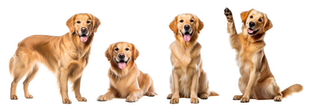 Golden retriever png element set on transparent background