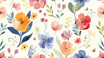 Seamless floral pattern watercolor background. Perfec