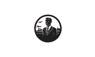 business man finance logo black simple flat icon on white background