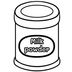 baby set outline milk powder illustration and cartoon style pastel baby toy isolated