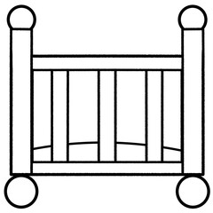 baby set outline pink crib illustration and cartoon style pastel baby toy isolated