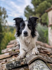 Attentive border collie dog in nature