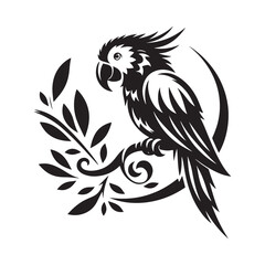 Parrot Silhouettes: the Vibrant Beauty and Playful Spirit of These Iconic Tropical Birds - Parrot Vector - Parrot Illustration.
