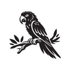 Parrot Silhouettes: the Vibrant Beauty and Playful Spirit of These Iconic Tropical Birds - Parrot Vector - Parrot Illustration.