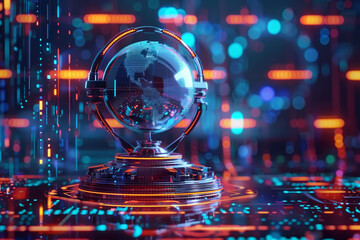 Trophy, Business and finance, Technology, futuristic background 