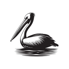 Pelican Silhouettes: The Majestic Presence and Graceful Flight of These Iconic Coastal Bird - Pelican Vector - Pelican Illustration- Shore Bird Silhouette.
