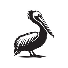 Pelican Silhouettes: The Majestic Presence and Graceful Flight of These Iconic Coastal Bird - Pelican Vector - Pelican Illustration- Shore Bird Silhouette.