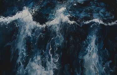 This is a detail of a painting depicting an ocean wave