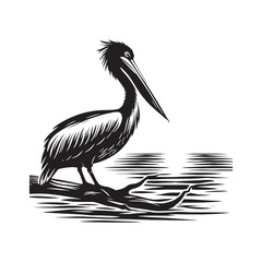 Pelican Silhouettes: The Majestic Presence and Graceful Flight of These Iconic Coastal Bird - Pelican Vector - Pelican Illustration- Shore Bird Silhouette.