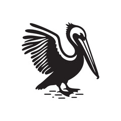 Obraz premium Pelican Silhouettes: The Majestic Presence and Graceful Flight of These Iconic Coastal Bird - Pelican Vector - Pelican Illustration- Shore Bird Silhouette.