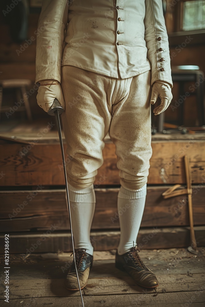 Poster fencers precise footwork in lunge displaying olympic level agility and technique