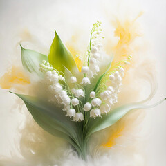 Konwalia majowa, białe dekoracyjne kwiaty, ilustracja
