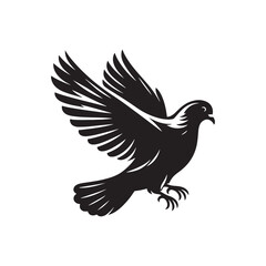 Pigeon Silhouette: Striking Black Vector Art Capturing the Urban Charm and Graceful Flight of These Iconic City Birds - Pigeon Vector - Pigeon Illustration.