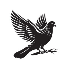 Pigeon Silhouette: Striking Black Vector Art Capturing the Urban Charm and Graceful Flight of These Iconic City Birds - Pigeon Vector - Pigeon Illustration.