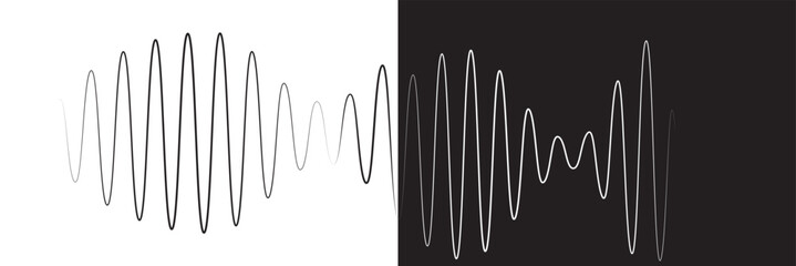sound icon set. digital recorder voice audio wave vector symbol. soundwave frequency icon in black and white color. Sound waves, Equalizer, Audio waves, Radio signal, Music.
