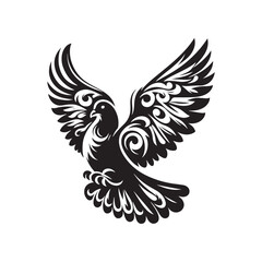 Pigeon Silhouette: Striking Black Vector Art Capturing the Urban Charm and Graceful Flight of These Iconic City Birds - Pigeon Vector - Pigeon Illustration.