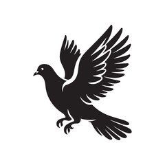 Pigeon Silhouette: Striking Black Vector Art Capturing the Urban Charm and Graceful Flight of These Iconic City Birds - Pigeon Vector - Pigeon Illustration.