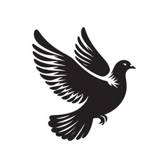 Pigeon Silhouette: Striking Black Vector Art Capturing the Urban Charm and Graceful Flight of These Iconic City Birds - Pigeon Vector - Pigeon Illustration.