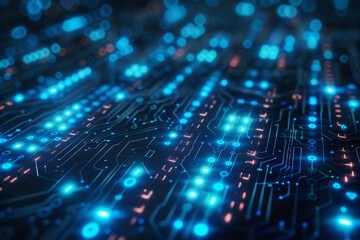 Fototapeta premium Cyber data flow with blue binary patterns