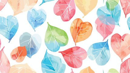 Fototapeta na wymiar Seamless texture with watercolor leaf hearts repeatin