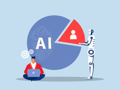 Business industry replace human analysis graph proportion Robots replace human jobs future Robots cause people to lose their jobs