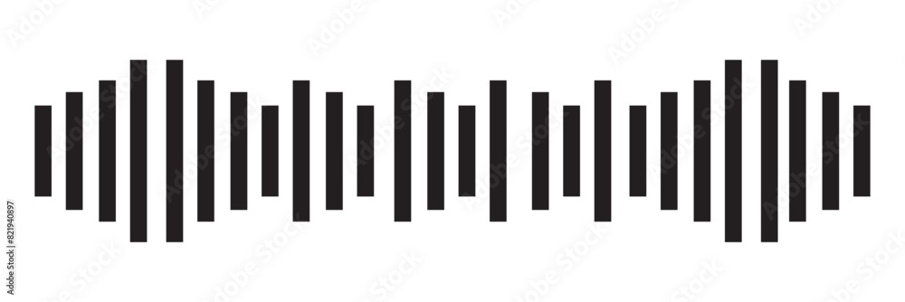 Wall mural Radio Wave icon. Monochrome simple sound wave on transparent background. Vector sound wave icon. Music player sound bar. Record interface. Equalizer icon with soundwave line. used for mobile phone.