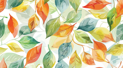 Seamless wallpaper with watercolor leaf repeating background