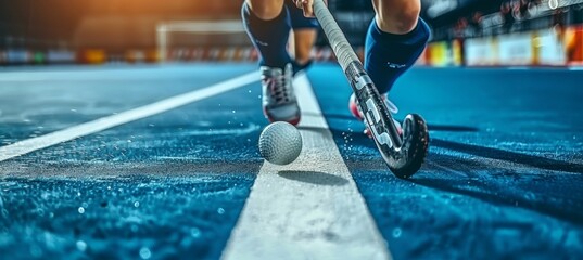 Intense focus on field hockey players faces in penalty corner at summer olympics, capturing tension