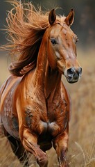 Dynamic horse mane in motion at summer olympics, embodying equestrian sport essence