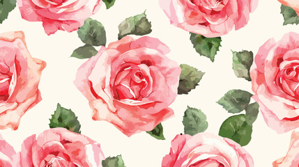 Beautiful watercolor rose flower seamless pattern for