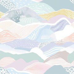 Fototapeta premium Abstract Pastel Landscape with Textured Patterns