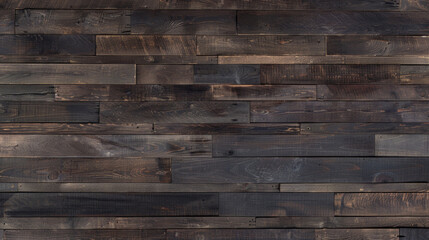 Dark brown wood plank wall background with antique finish and natural texture, ideal for adding warmth and character to designs.
