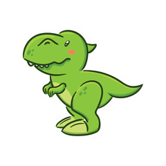 Cute Tyrannosaurus rex in Asian kawaii style. Dinosaur T-Rex, Prehistoric lizard, mascot. Cartoon character Funny vector illustration for stickers, logo, mascot, isolated elements