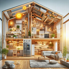 The house uses highly efficient and energy saving equipment..