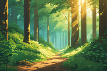 morning in the forest. Generative AI