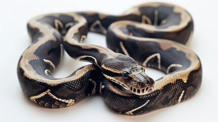 Fototapeta premium Close up of a snake on a white background. Suitable for educational materials or wildlife presentations