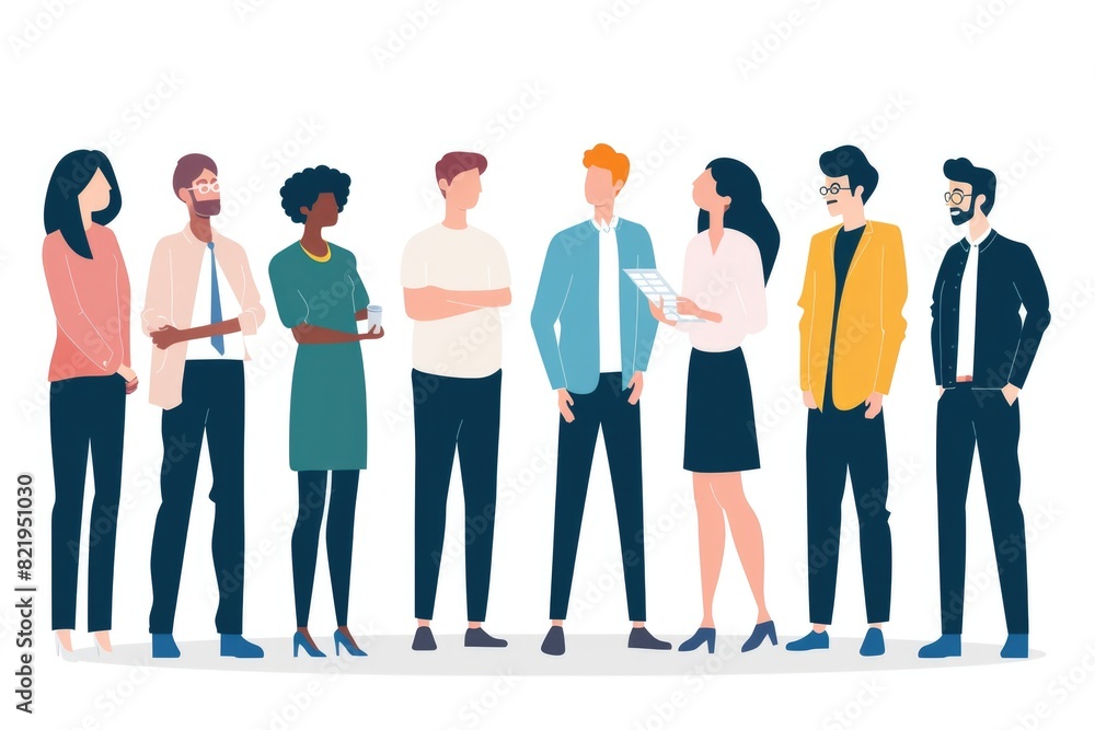 Poster a diverse group of people standing side by side. perfect for team and diversity concepts