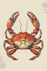 Detailed drawing of a crab, suitable for educational materials