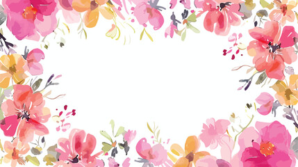 Spring floral frame watercolor flowers. Perfectly 