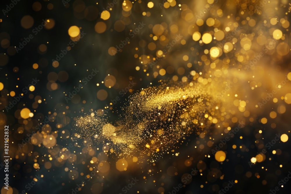 Poster A blurry image of a gold dust cloud. Ideal for abstract backgrounds