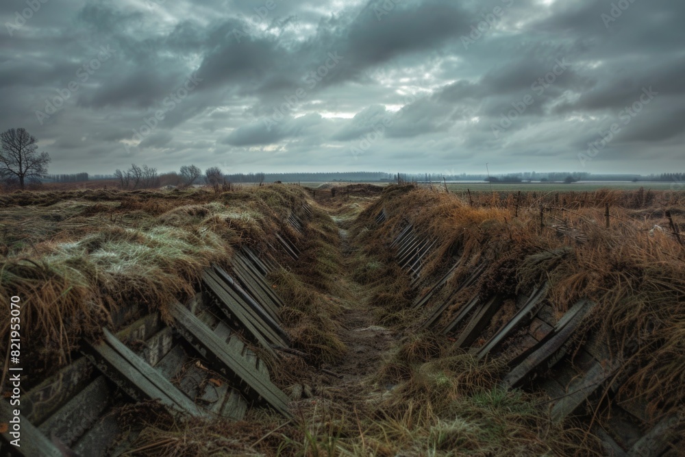 Poster a field with wooden boards. suitable for various projects