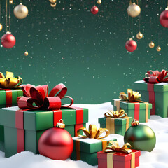 christmas background with gifts and christmas tree