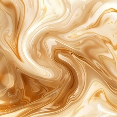 Abstract wallpaper design with milk and coffee colored swirls, AI generation. 