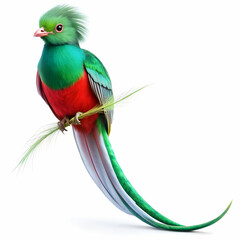 a full body quetzal white background