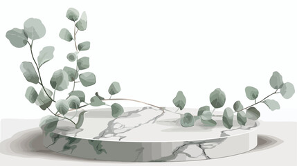 Stone platform with eucalyptus branch glassmorphism designs