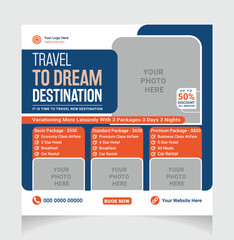 editable travel agency social media post layout
