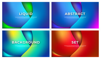 Colorful Liquid Abstract Background Set Collection. Vector illustration for design.