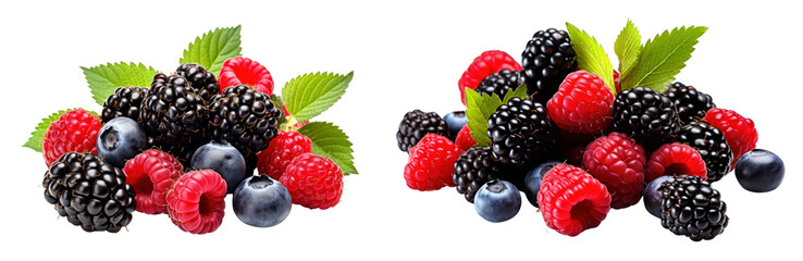 Mixed berry png element set on transparent background