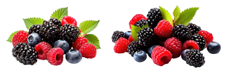 Mixed berry png element set on transparent background