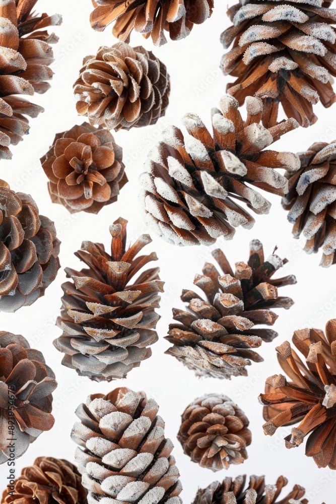 Poster pine cones arranged neatly on a table, suitable for home decor projects